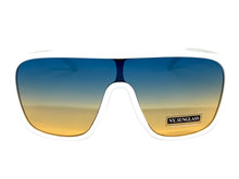 Oversized Modern Rerto Shield Style SUNGLASSES Large White Frame 6984