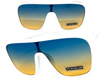 Oversized Modern Rerto Shield Style SUNGLASSES Large White Frame 6984