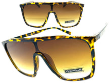 Oversized Modern Rerto Shield Style SUNGLASSES Large Tortoise Frame 6984