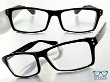 Classy Modern Contemporary Style READING GLASSES READERS Black Frame Lens Strength +2.00