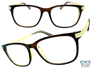 Classic Vintage Retro Style READING GLASSES READERS Brown Frame Lens Strength +1.50
