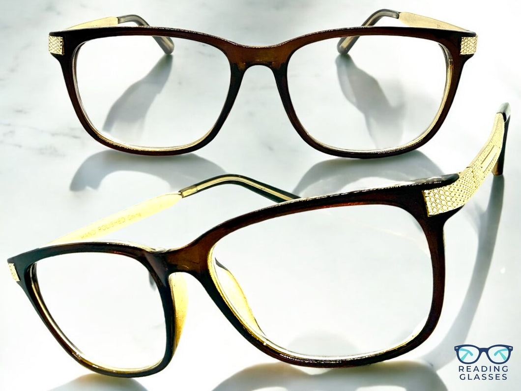 Classic Vintage Retro Style READING GLASSES READERS Brown Frame Lens Strength +1.50