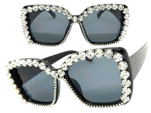 Oversized Exaggerated Retro Style Bling Sunglasses Large Black Frame with Sparkling Rhinestones 3250