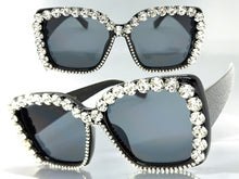 Oversized Exaggerated Retro Style Bling Sunglasses Large Black Frame with Sparkling Rhinestones 3250