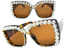 Oversized Exaggerated Retro Style Bling Sunglasses Large Tortoise Frame with Sparkling Rhinestones 3250
