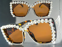 Oversized Exaggerated Retro Style Bling Sunglasses Large Tortoise Frame with Sparkling Rhinestones 3250