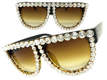 Oversized Exaggerated Retro Shield Style Bling Sunglasses Large Black Frame with Sparkling Rhinestones 6618 (Copy)