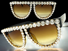 Oversized Exaggerated Retro Shield Style Bling Sunglasses Large Black Frame with Sparkling Rhinestones 6618 (Copy)