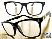 Classic Vintage Retro Style READING GLASSES READERS Black Frame Gold Cross Lens Strength +2.75