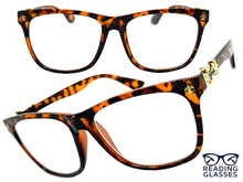Classic Vintage Retro Style READING GLASSES READERS Tortoise Frame Gold Cross Lens Strength +2.25