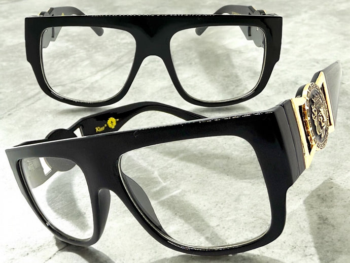 Classic Vintage Retro Hip Hop Rapper Style Clear Lens EYEGLASSES Large Thick Black Frame 5355