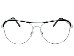 Classic Vintage Retro Aviator Style Clear Lens EYEGLASSES Silver Frame 7501