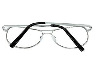 Classic Vintage Retro Aviator Style Clear Lens EYEGLASSES Silver Frame 7501