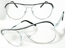 Classic Vintage Retro Aviator Style Clear Lens EYEGLASSES Silver Frame 7501