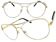 Classic Vintage Retro Aviator Style Clear Lens EYEGLASSES Gold Frame 7501