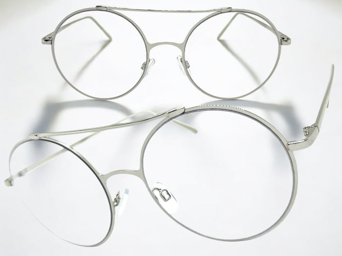 Classic Vintage Retro Hip Hop Style Clear Lens EYEGLASSES Round Silver Frame 8563