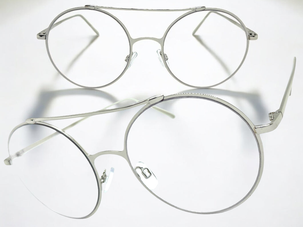 Classic Vintage Retro Hip Hop Style Clear Lens EYEGLASSES Round Silver Frame 8563