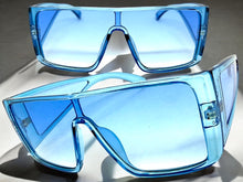 Futuristic Modern Rerto Blinder Shield Style SUNGLASSES Blue Frame 6513