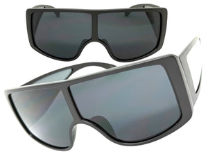 Futuristic Modern Rerto Blinder Shield Style SUNGLASSES Black Frame 6360
