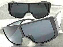 Futuristic Modern Rerto Blinder Shield Style SUNGLASSES Black Frame 6360