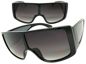 Futuristic Modern Rerto Blinder Shield Style SUNGLASSES Black Frame 6360