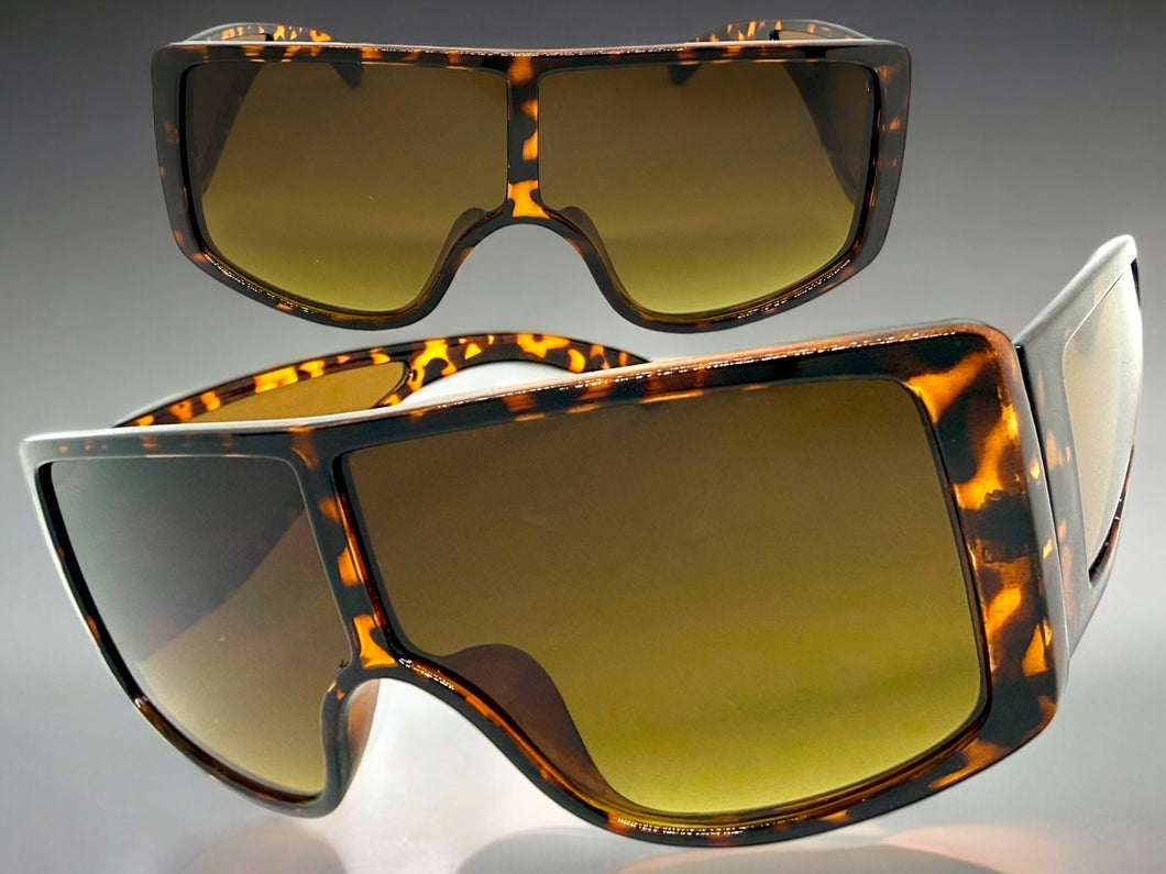 Futuristic Modern Rerto Blinder Shield Style SUNGLASSES Tortoise Frame 6360