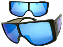 Futuristic Modern Rerto Blinder Shield Style SUNGLASSES Black Frame 6361