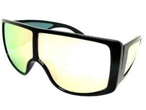 Futuristic Modern Rerto Blinder Shield Style SUNGLASSES Black Frame 6361
