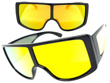 Futuristic Modern Rerto Blinder Shield Style SUNGLASSES Black Frame 6361