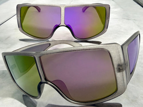 Futuristic Modern Rerto Blinder Shield Style SUNGLASSES Gray Frame 6361