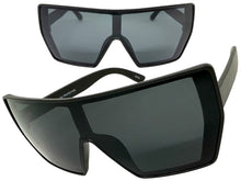 Oversized Futuristic Modern Rerto Shield Style SUNGLASSES Large Black Frame 7407