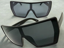 Oversized Futuristic Modern Rerto Shield Style SUNGLASSES Large Black Frame 7407