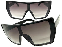 Oversized Futuristic Modern Rerto Shield Style SUNGLASSES Large Black Frame 7407