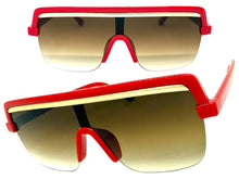 Oversized Elegant Modern Rerto Shield Style SUNGLASSES Large Red Frame 1032