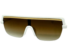 Oversized Elegant Modern Rerto Shield Style SUNGLASSES Large White Frame 1032