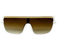 Oversized Elegant Modern Rerto Shield Style SUNGLASSES Large White Frame 1032