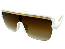Oversized Elegant Modern Rerto Shield Style SUNGLASSES Large White Frame 1032
