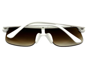 Oversized Elegant Modern Rerto Shield Style SUNGLASSES Large White Frame 1032