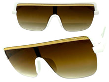 Oversized Elegant Modern Rerto Shield Style SUNGLASSES Large White Frame 1032