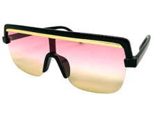 Oversized Elegant Modern Rerto Shield Style SUNGLASSES Large Black Frame 1032