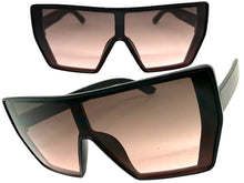 Oversized Futuristic Modern Rerto Shield Style SUNGLASSES Large Black Frame 5484