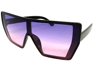 Oversized Futuristic Modern Rerto Shield Style SUNGLASSES Large Black Frame 6357