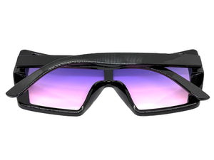 Oversized Futuristic Modern Rerto Shield Style SUNGLASSES Large Black Frame 6357