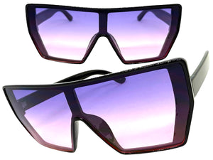 Oversized Futuristic Modern Rerto Shield Style SUNGLASSES Large Black Frame 6357