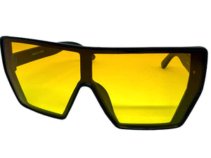 Oversized Futuristic Modern Rerto Shield Style SUNGLASSES Large Black Frame 5484