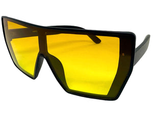 Oversized Futuristic Modern Rerto Shield Style SUNGLASSES Large Black Frame 5484