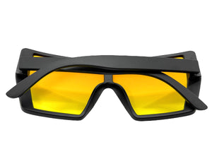 Oversized Futuristic Modern Rerto Shield Style SUNGLASSES Large Black Frame 5484