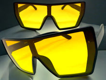 Oversized Futuristic Modern Rerto Shield Style SUNGLASSES Large Black Frame 5484