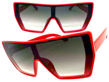 Oversized Futuristic Modern Rerto Shield Style SUNGLASSES Large Red Frame 7535