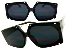 Oversized Futuristic Modern Rerto Shield Style SUNGLASSES Large Black Frame 8350